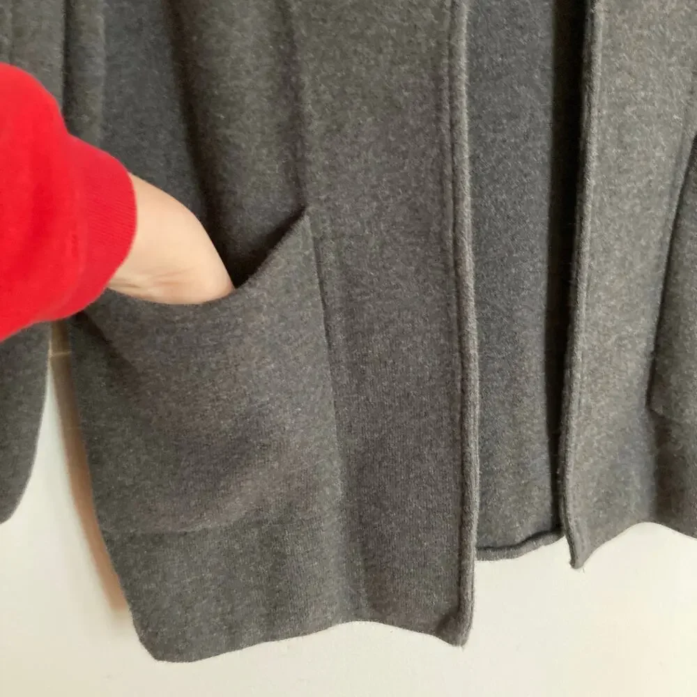 J Crew Factory Womens Charcoal Gray Open Knit Sweater Blazer XS Career Minimal